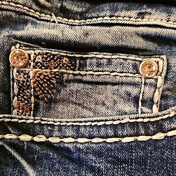 "ANTIQUE RIVET" Low- rise Bootcut BEAUTIFUL DENIM DESIGNER STRETCH !! JEAN 16W - Picture 10 of 10